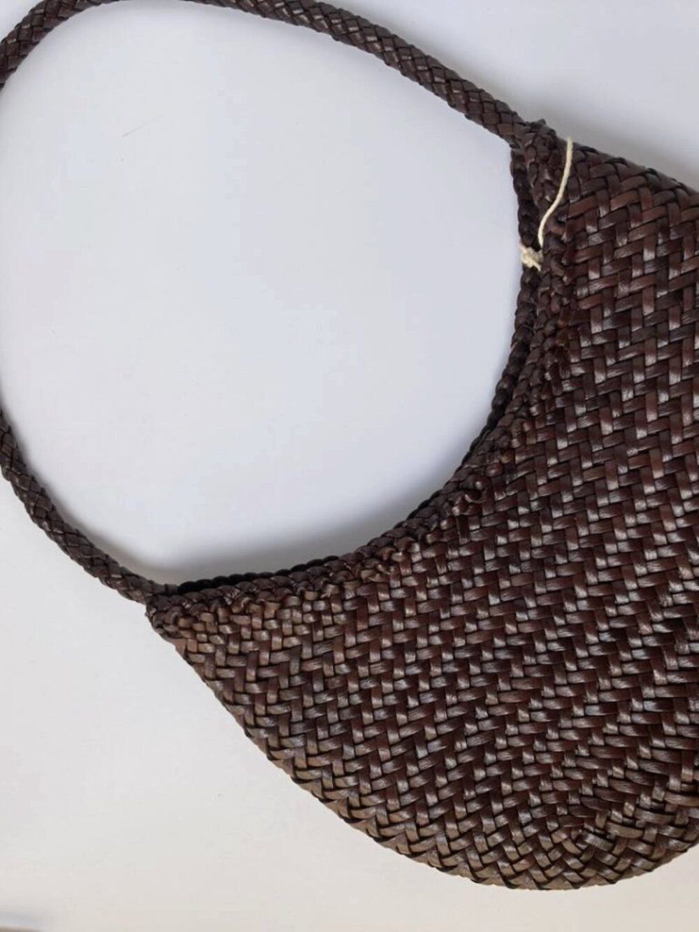 Dragon Diffusion Dark Brown Handwoven Leather Crescent Underarm Bag - Picture 3 of 9